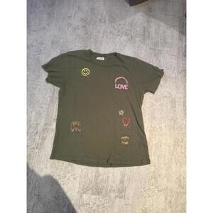 Lauren Moshi Olive Green Graphic T-Shirt size M